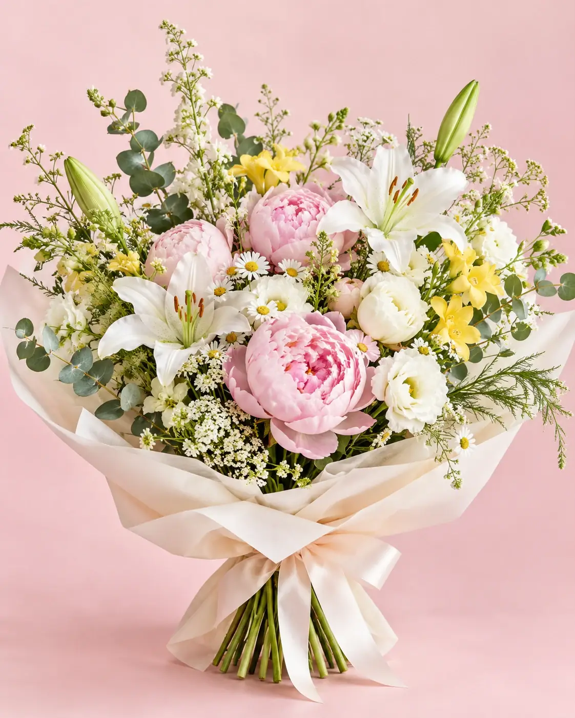 Joyful floral inspiration with pink, white and yellow flowers
